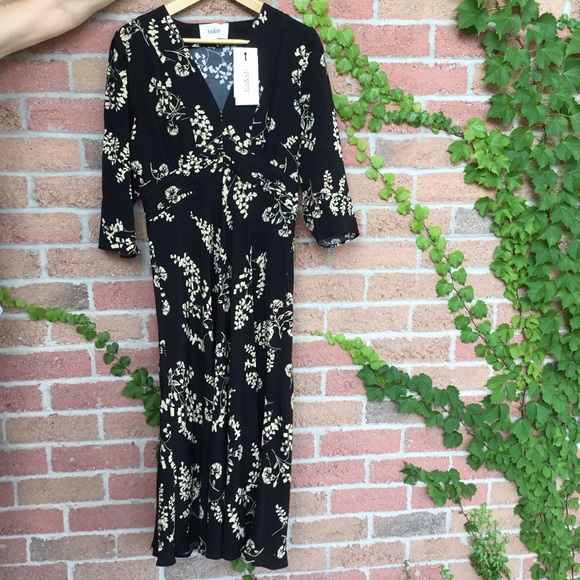 NWT BA&SH soa. Dress in Black Floral Pattern size 8 or Large - Picture 8 of 16